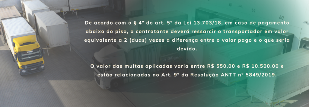 Fiscalização do Transporte Rodoviário, multa sobre o piso mínimo do frete.