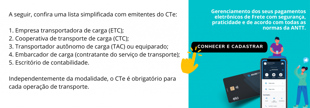 Listas de emitentes do CTe e cadastro a solução para emissão do CIOT e frete.