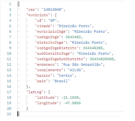 Tela da API de Geocode da base de CEPs mais atualizada do Brasil.