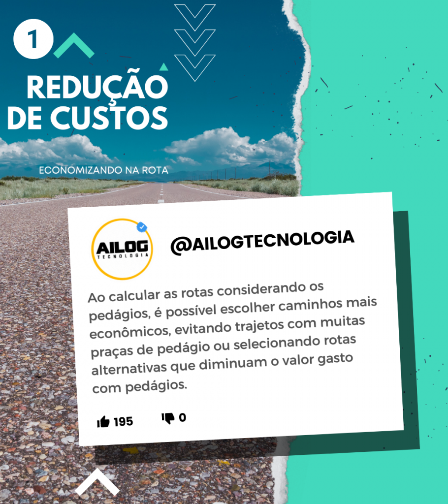 Ao calcular as rotas considerando os pedágios, é possível escolher caminhos mais econômicos, evitando trajetos com muitas praças de pedágio ou selecionando rotas alternativas que diminuam o valor gasto com pedágios.