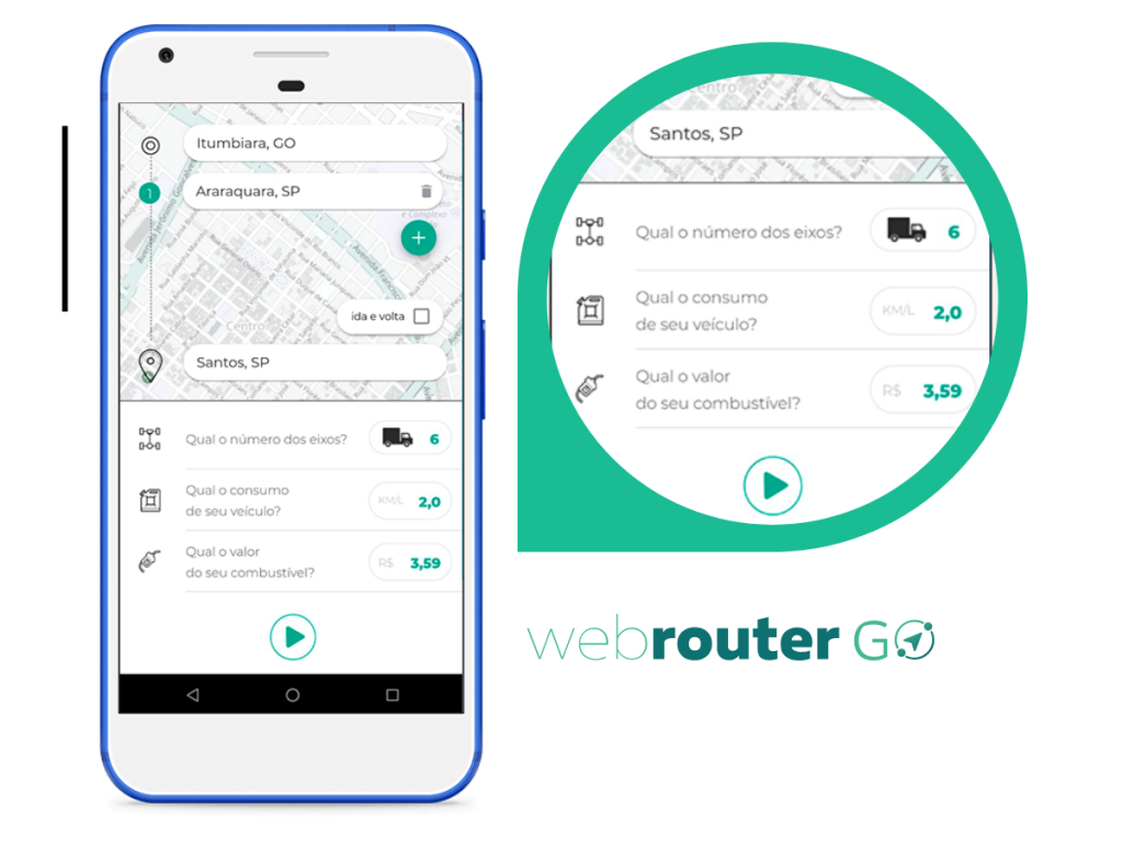 Aplicativo WEBROUTER GO, saiba como calcular rotas com pedágio e combustível.