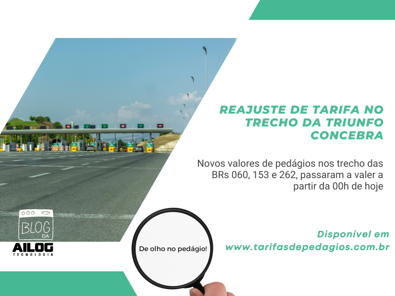 Novo reajuste de pedágio da BR-060, 153 e 262 do trecho sob concessão da Triunfo Concebra, passa a valer a partir de hoje (19) de fevereiro.